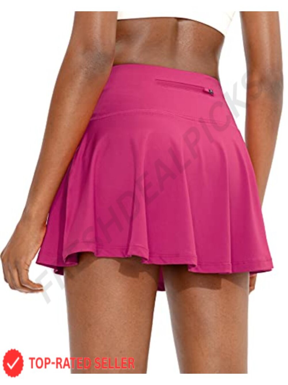 Pleated Tennis Skirt with 4 Pockets Built-in Short Liner High Waist Skort